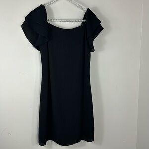 Betsy Johnson Black Flutter Sleeve Exposed Zipper Mini Dress 4